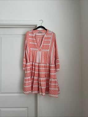 Devotion TWINS Coral & White Printed Mini Dress
